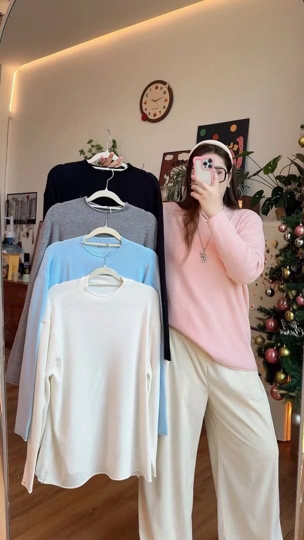 【肉肉专属】136#大码宽松半高领百搭纯色柔软舒适毛衣打底衫胖遮肉