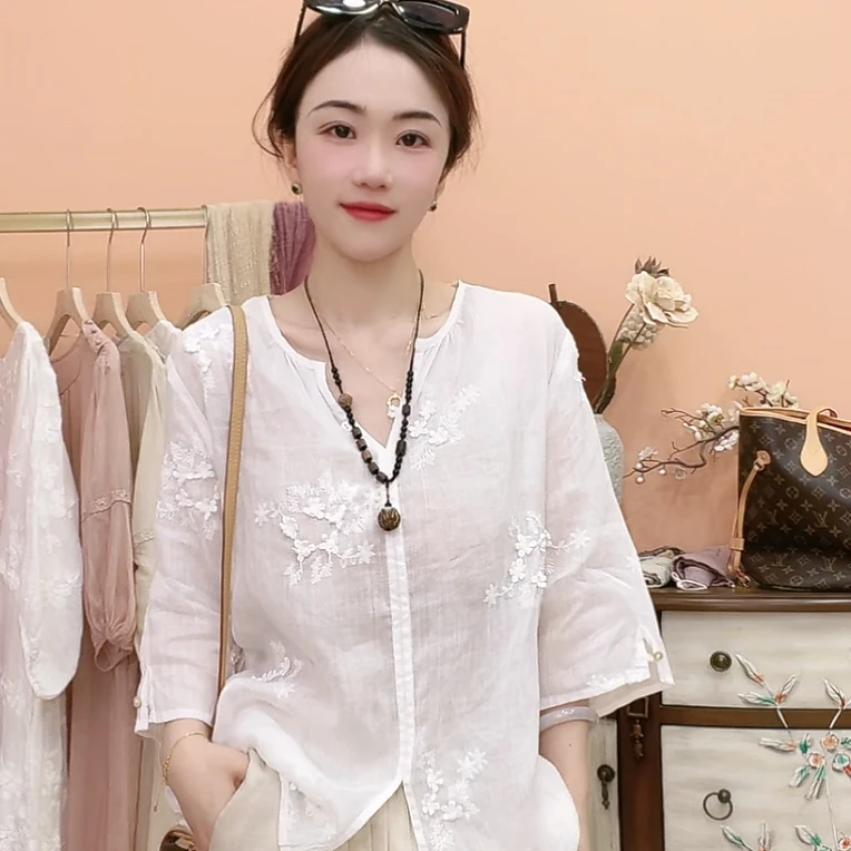 苏维078夏季苎麻中国风薄款女装宽松时尚