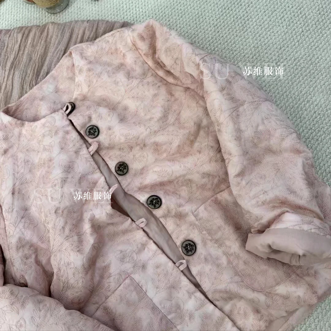 272新中式苎麻加厚棉服外套女通勤气质舒适