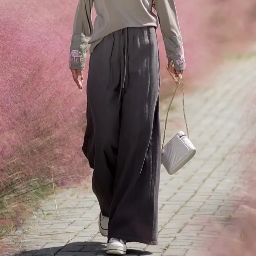 苏维【百搭裤王】9296天丝苎麻显瘦直筒裤休闲棉裤裤长98cm