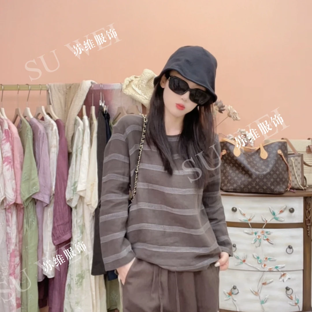 苏维9502【松弛感】亚麻宽松百搭休闲显瘦运动秋季上衣