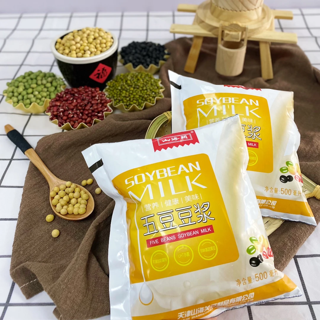 山海关五豆豆浆花生豆浆500ml开袋即饮拍1发6袋 营养早餐冷热皆宜