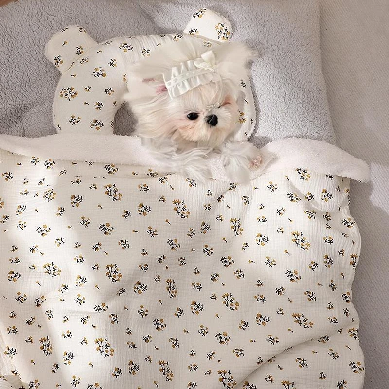 狗冬天睡觉被子比熊小狗幼犬保暖专用约克夏多色毛毯泰迪新款毯子