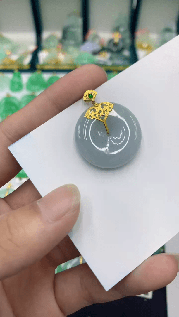 【闪购商品】翡翠颈饰18K金镶嵌97号链接