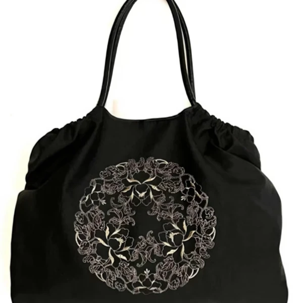 【花好月圆刺绣包】P香云龟裂纹老料40*33cm高级女复古托特包盼盼4