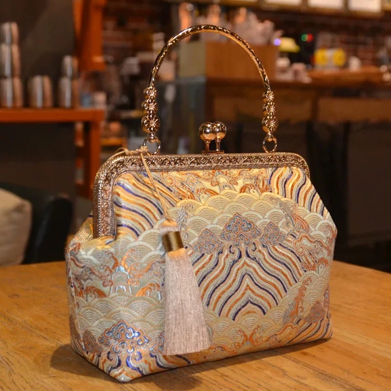 【纯手工高定包】新中式云锦龙鳞纹29x22调节斜挎包实用百搭