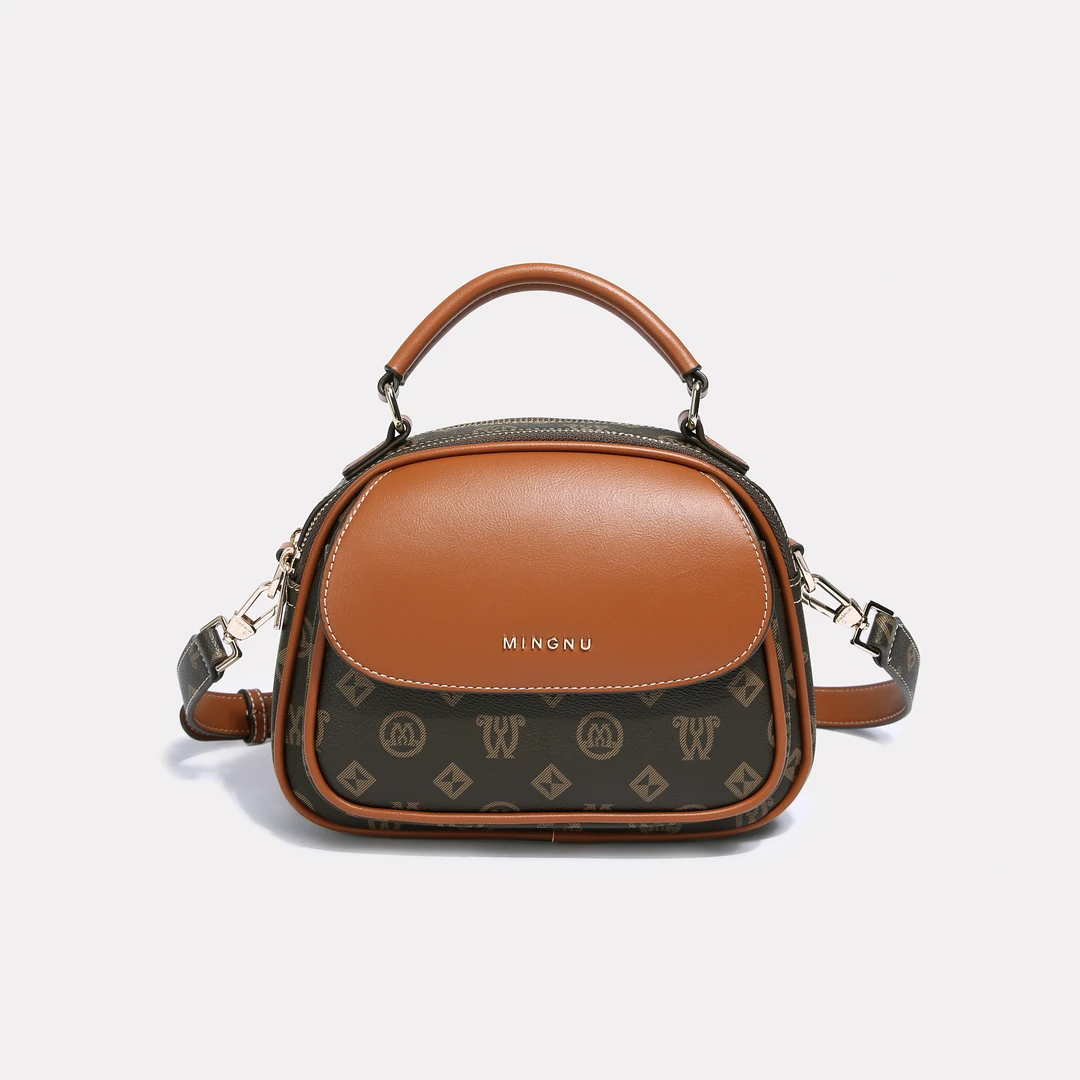 香港名奴MINGNU百搭拼色字母轻奢时尚复古洋气单肩斜跨手提包【轩】