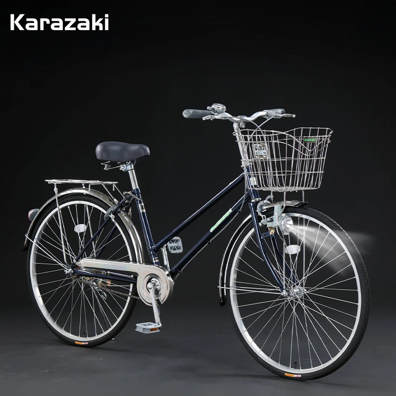 Karazaki26寸高碳钢日式复古自行车通勤自行车舒适轻便自行车