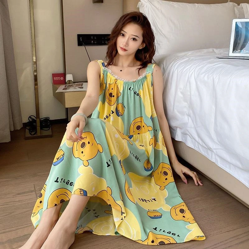 夏季新款胖妹妹2-300斤加大码宽松显瘦薄款吊带家居服睡裙女装ins