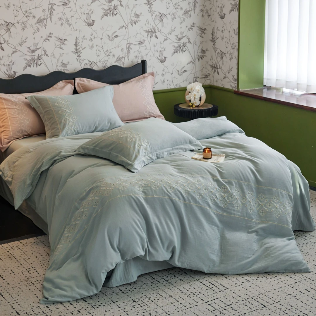 【优妈甄选】有斐家居全棉母婴A类四件套简约轻奢刺绣款罗曼主义