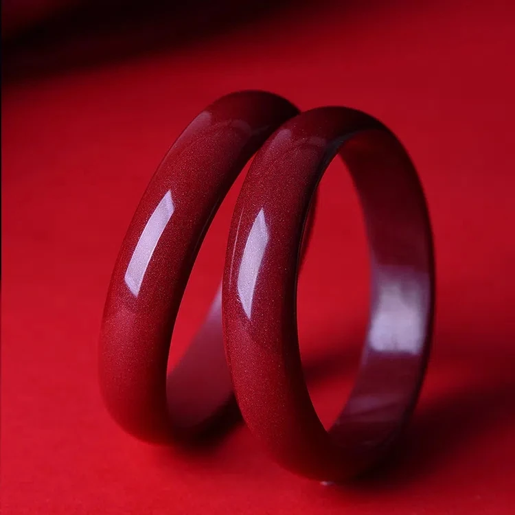 含辰砂工艺品高档晶体红手镯时尚百搭宽条女款气质手饰送妈妈