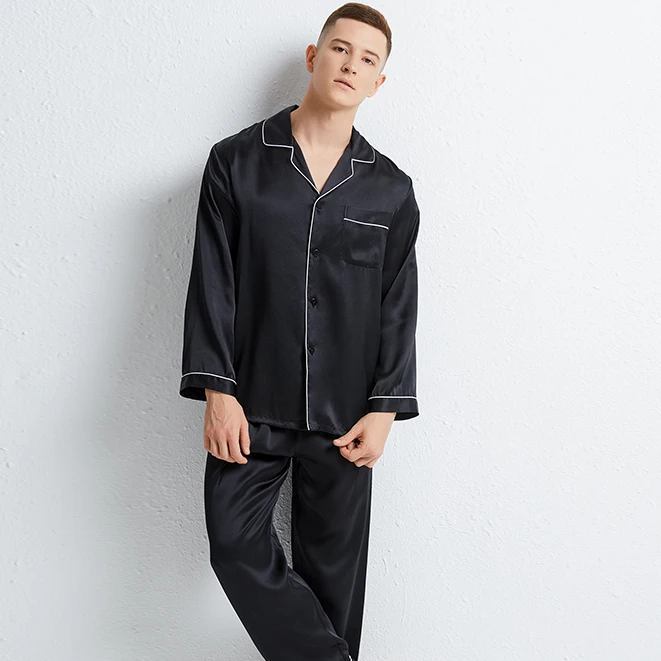 【100%桑蚕丝】真丝桑蚕丝家居服男长袖传统睡衣80012804