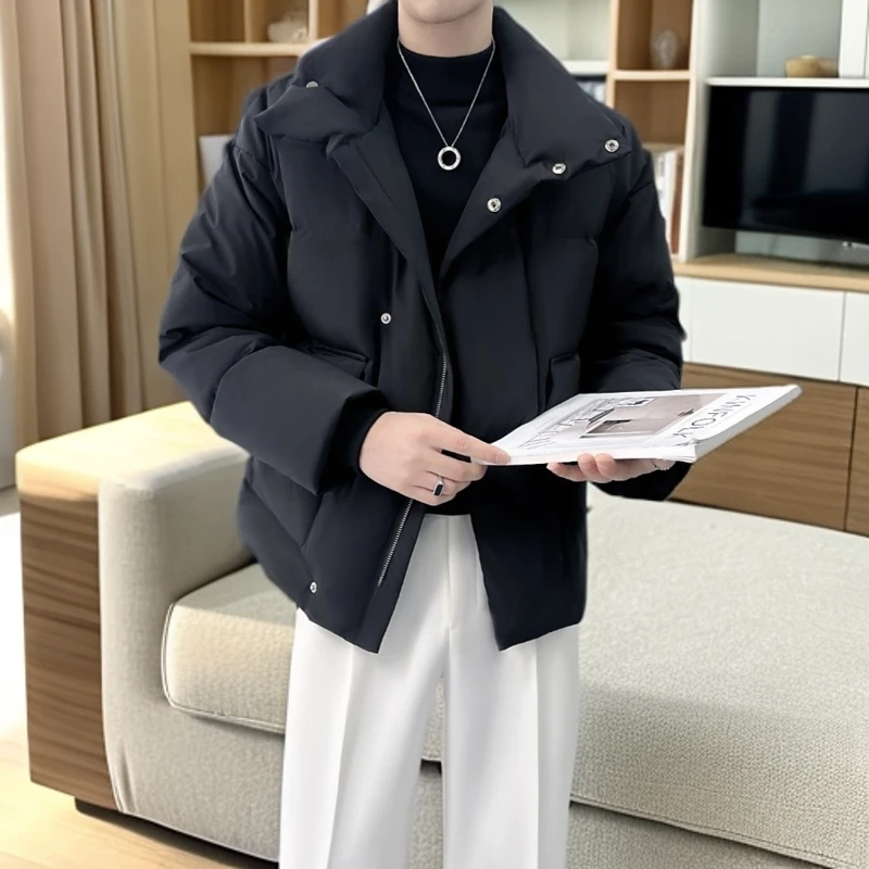 冬季男士羽绒服潮流帅气加厚保暖立领宽松外套休闲面包服男外套