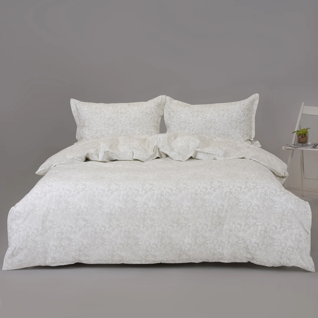 一丝浓慕斯灰四件套 轻奢 高支纯棉 欧式简约亲肤