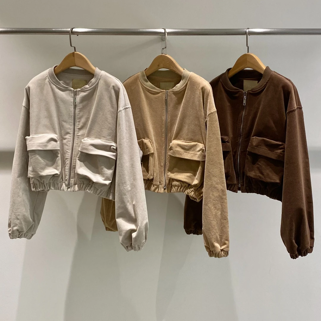 韩国东大门2024年秋冬新款拉链口袋圆领外套运动