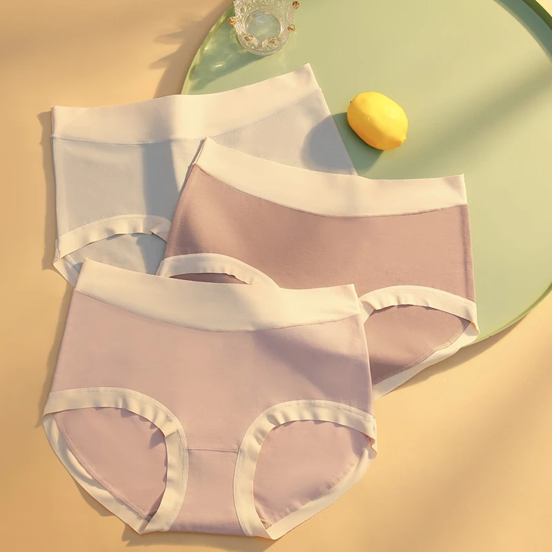 3条装女士内裤棉少女中腰舒适学生女内裤透气纯色三角短裤