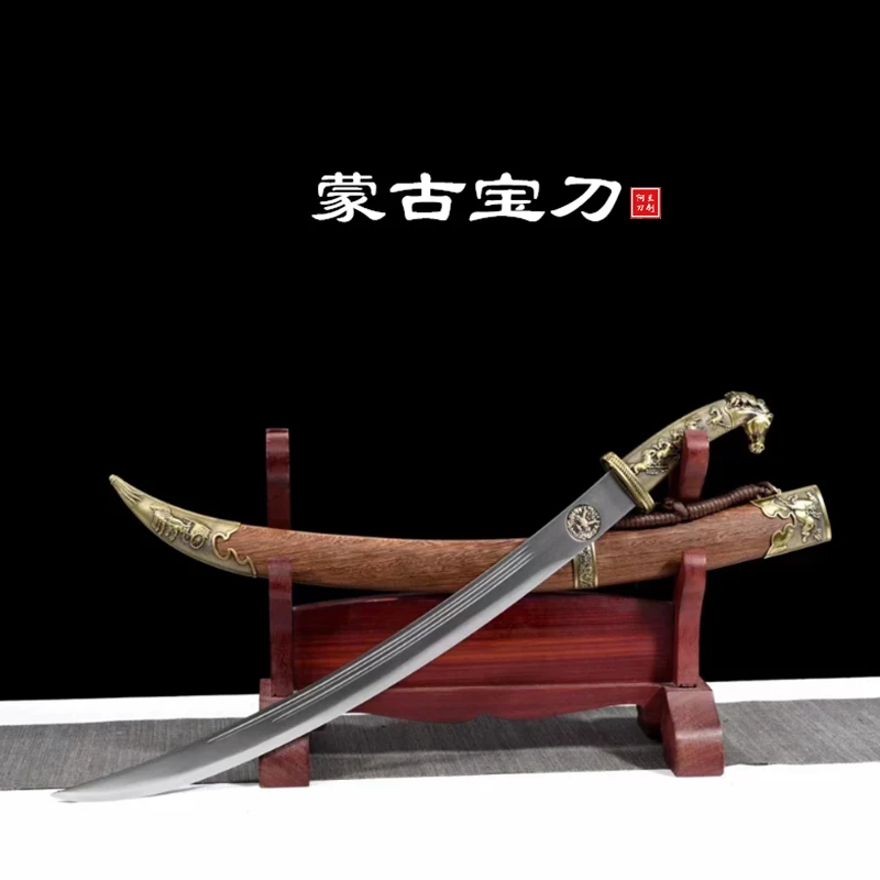 龙泉阿兰刀剑蒙古刀高锰钢宝刀正品短刀手工真刀收藏冷兵器未开刃
