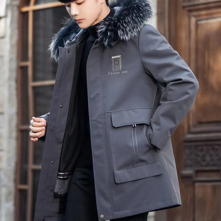 【中长款】p100男士兔毛袖獭兔毛整皮内胆派克服皮草可做青根貂内胆