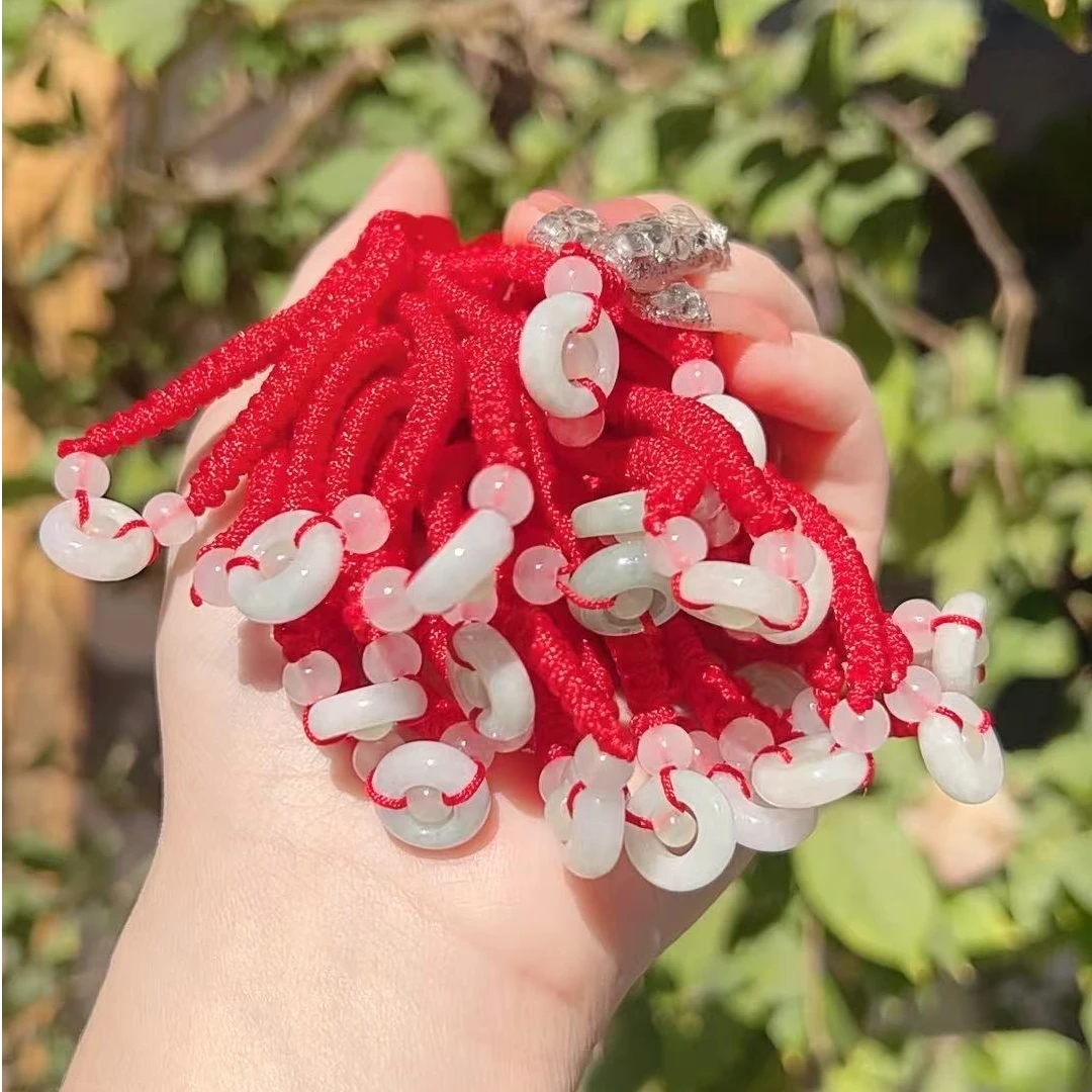 （美丽专属）新款时尚翡翠甜甜圈红绳（有纹裂瑕疵，多样性发货其一）