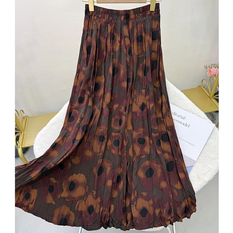3112【秋上新】文艺复古风大摆碎花半身裙2024年新款显瘦垂坠感裙子
