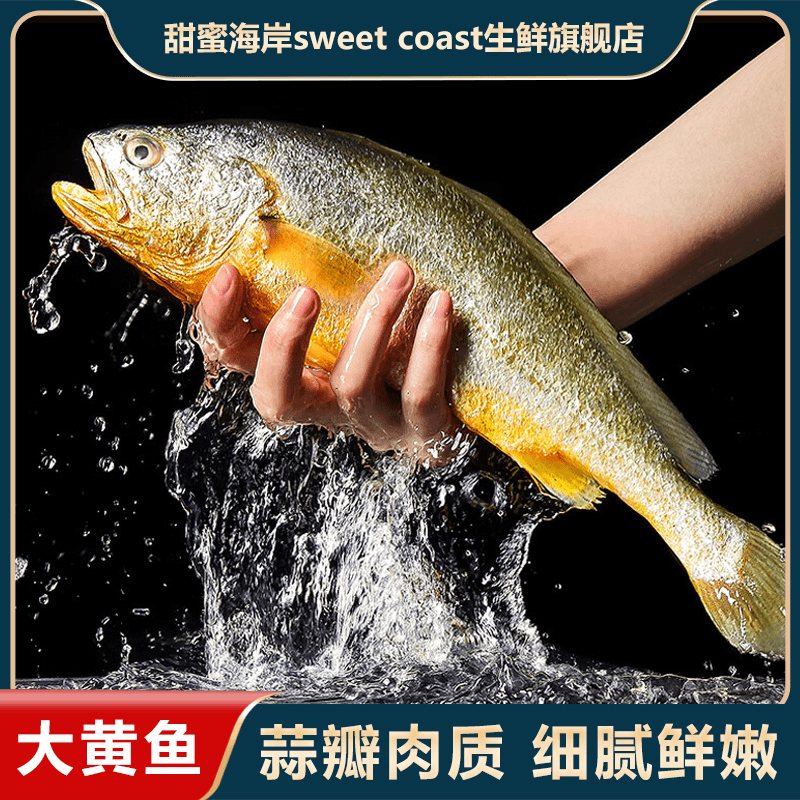 甜蜜海岸sweet coast匡匡家新鲜速冻大黄鱼 （8两-1斤左右/条）*4条