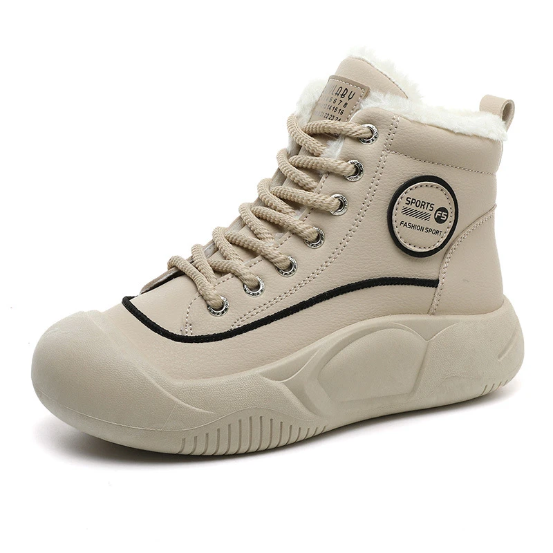 乔丹断码冬季新款韩版高帮加绒休闲鞋女生皮面厚底保暖时尚百搭款