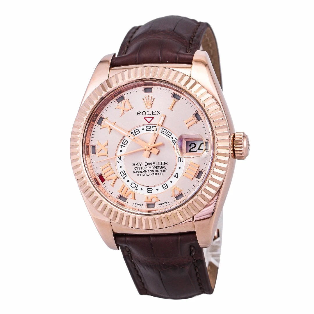95新 Rolex/劳力士 纵航者系列M326135-0004机械男表玫瑰金42mm