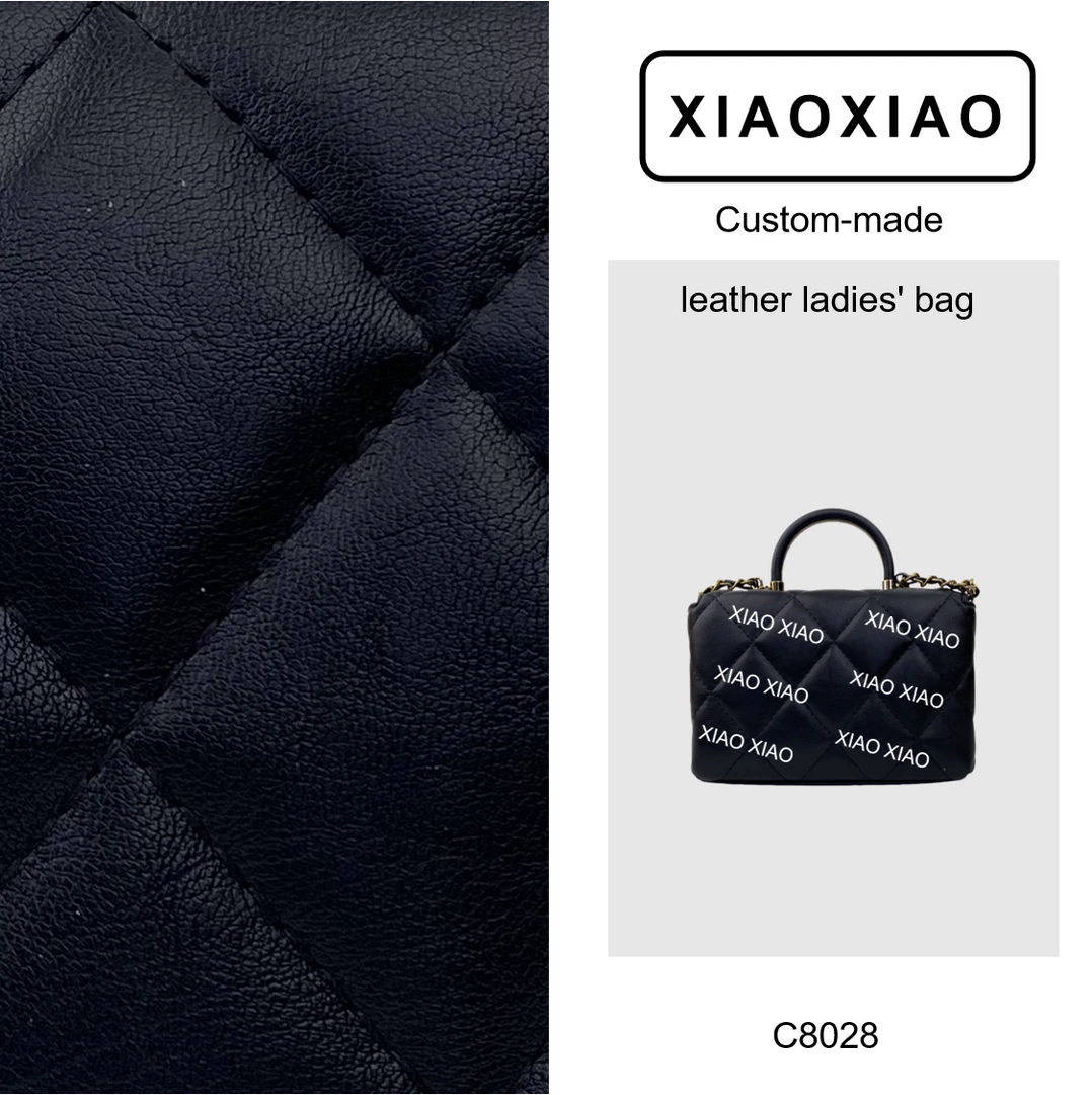 C8028 黑色高端订制2024新款女士时尚百搭单肩斜跨菱格手提包