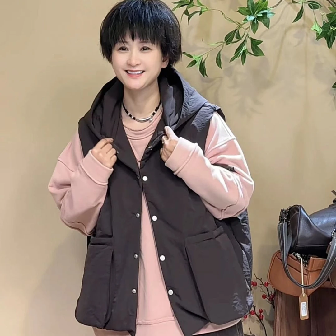 【衣布到味华华】原创设计大口袋连帽棉马甲211款