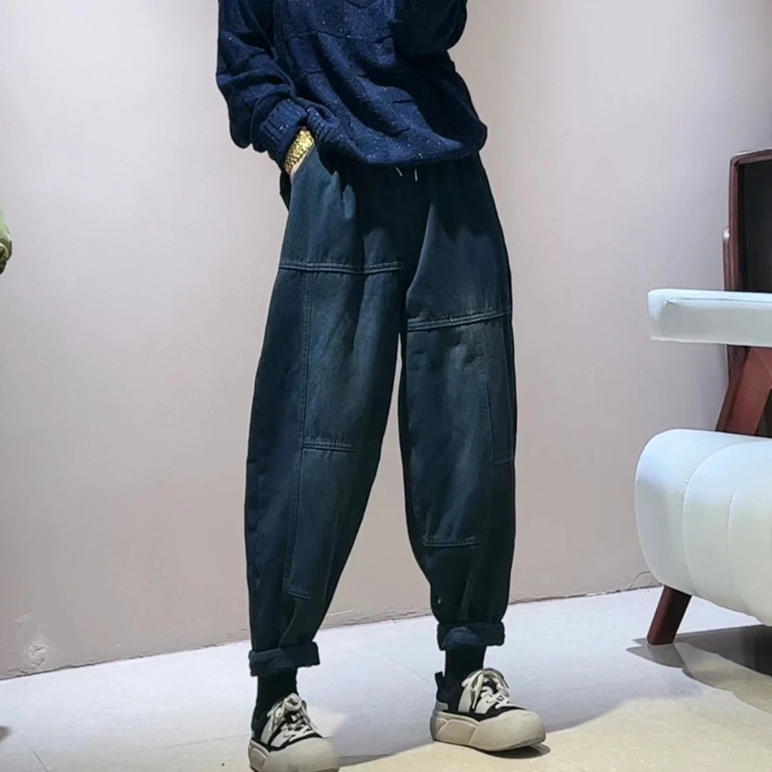 【衣布到味华华】加绒重工拼接水洗牛仔裤68871款