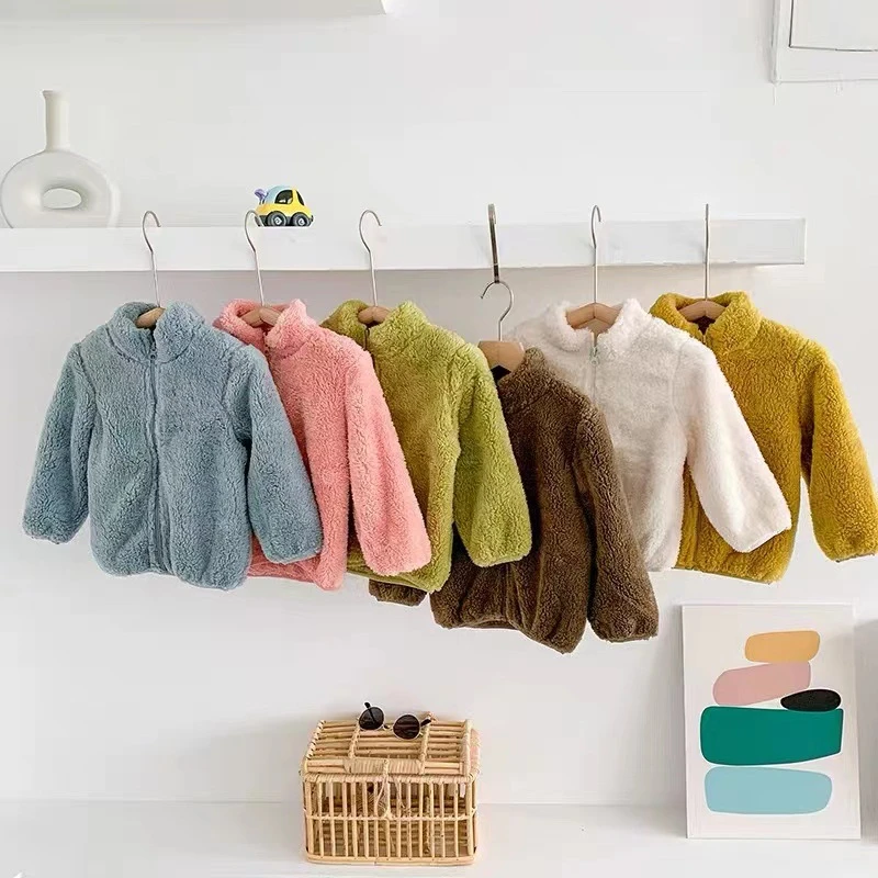 [油点小凡]女外套春秋款男女宝宝加绒儿童纯色长袖百搭上衣