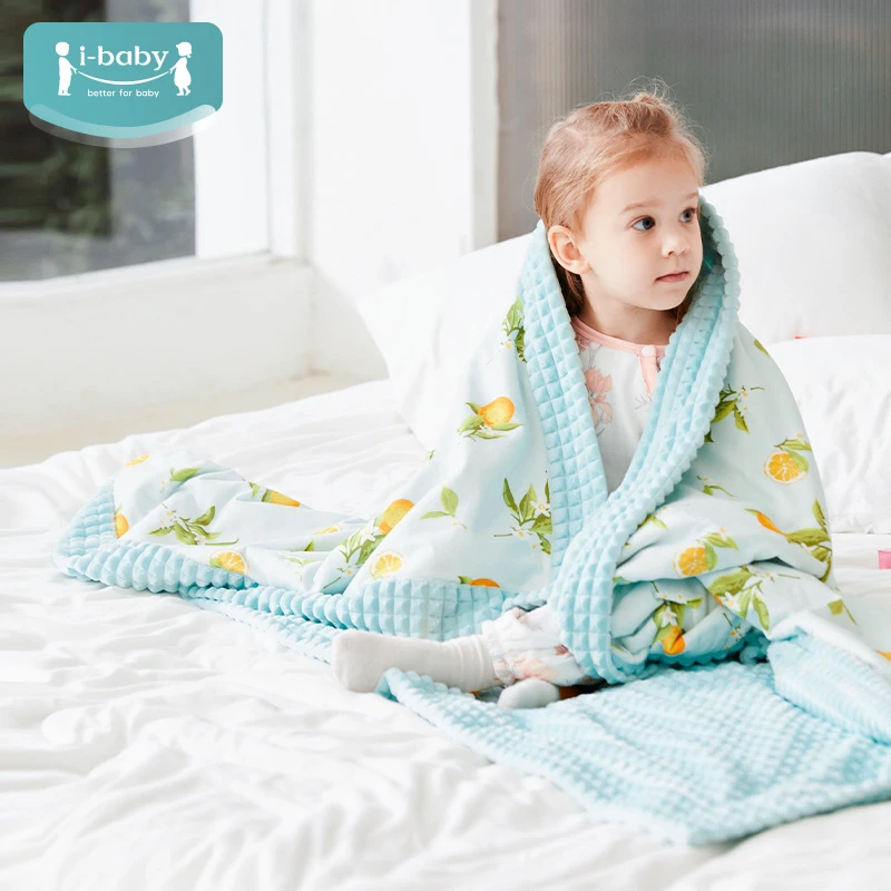 ibaby/英伦宝贝钻石格不倒绒恒温睡毯抗菌幼儿园豆豆毯薄被