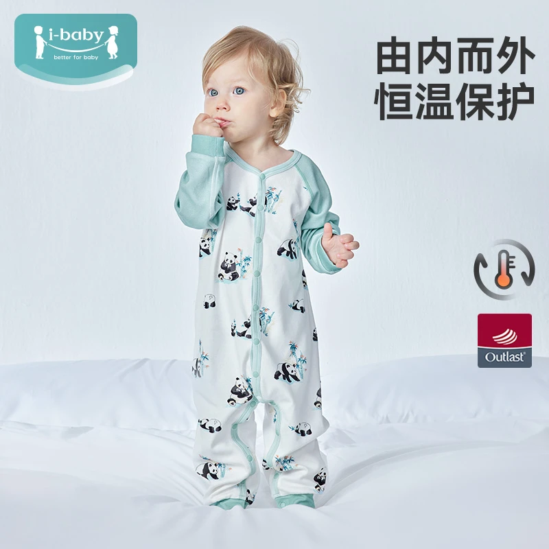 ibaby/英伦宝贝婴幼儿童恒温针织连体睡衣春秋长袖居家清新