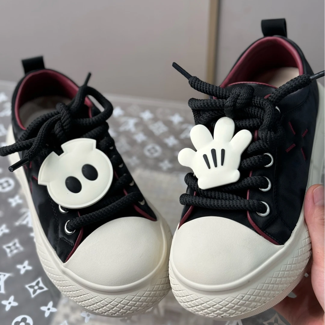 【大霏推荐】小众设计手掌复古做旧帆水染皮面板鞋卡通AB款休闲板鞋