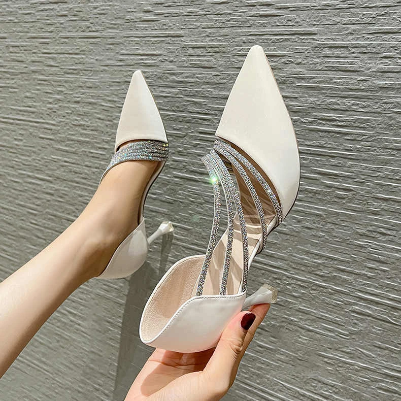 镂空单鞋女细跟性感水钻2025年春新款浅口尖头高跟鞋时尚宴会鞋