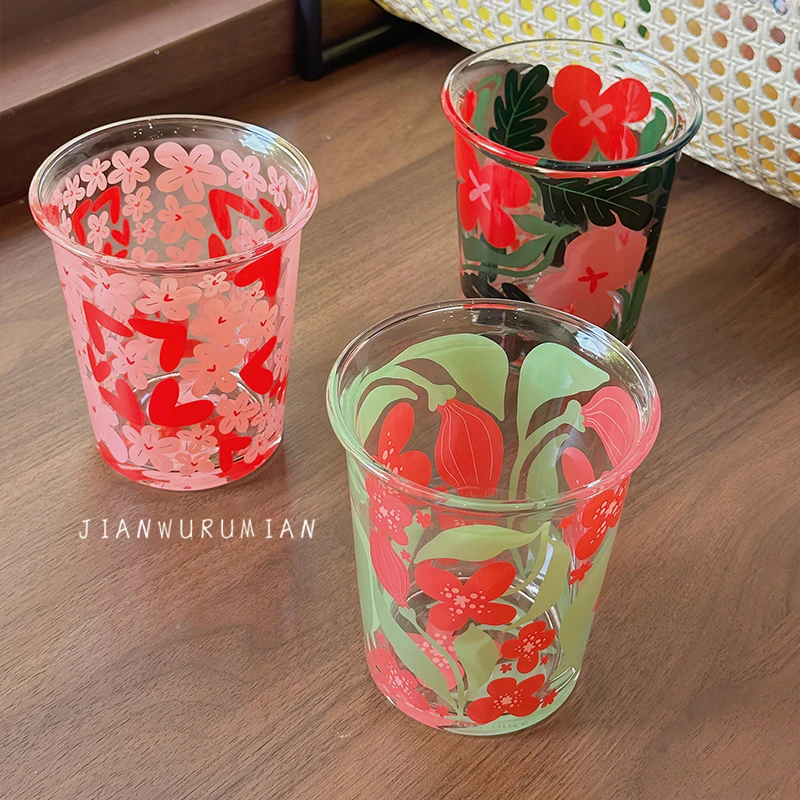 见物如面反口玻璃杯复古冷饮杯冰咖啡杯创意家用果汁杯高颜值礼物