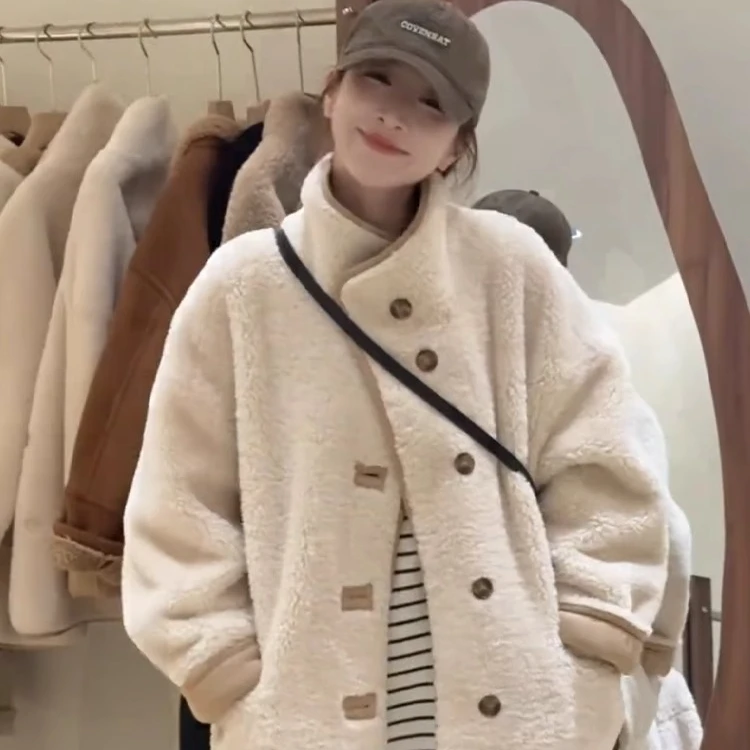 人造皮草 2025秋冬新款毛毛外套女时尚韩版保暖加厚双面穿外套