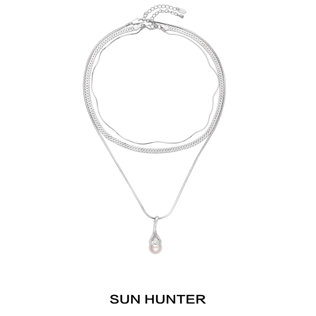 铜合金项链 三横SUN HUNTER原创三层可拆项链叠戴锁骨链小众设计