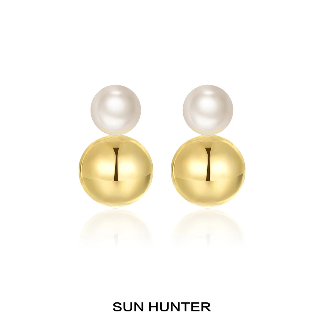 铜合金耳饰 三横SUN HUNTER原创引力球耳钉小众珠珠耳饰现现
