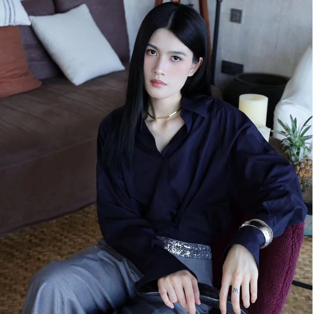 【索幂SOMI】2024新款气质设计感不规则高级感腰间褶皱显瘦衬衣