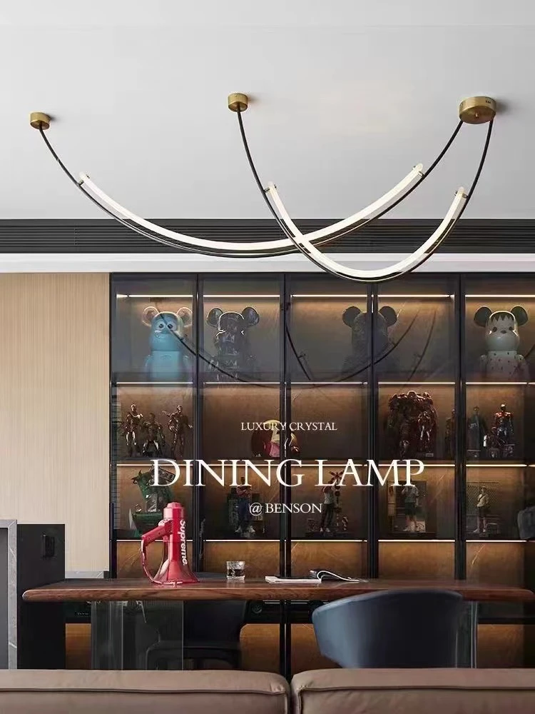 2023设计师线条餐厅灯现代简约个性客厅吧台展厅样板间装饰吊灯具