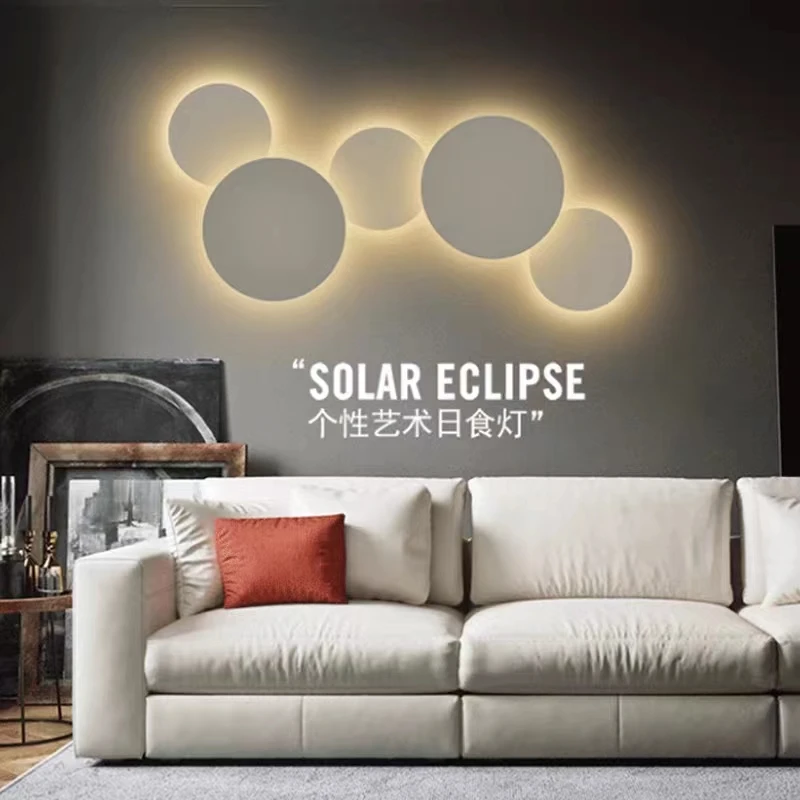 日月食壁灯轻奢现代创意圆形楼梯过道走廊背景墙卧室床头装饰灯具
