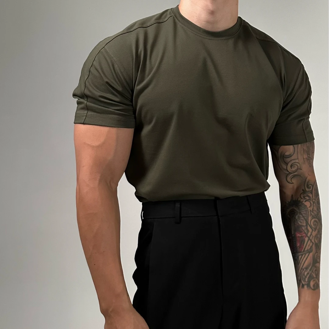 GTApparel重磅棉运动健身短袖男夏季休闲纯色圆领T恤百搭男士