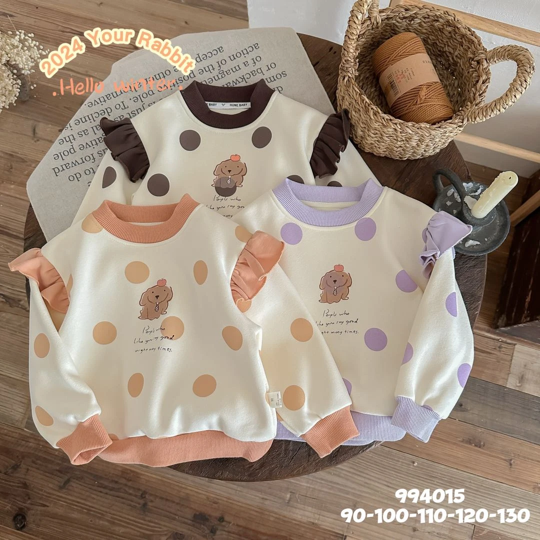 994015波点韩系加绒卫衣（咖色）