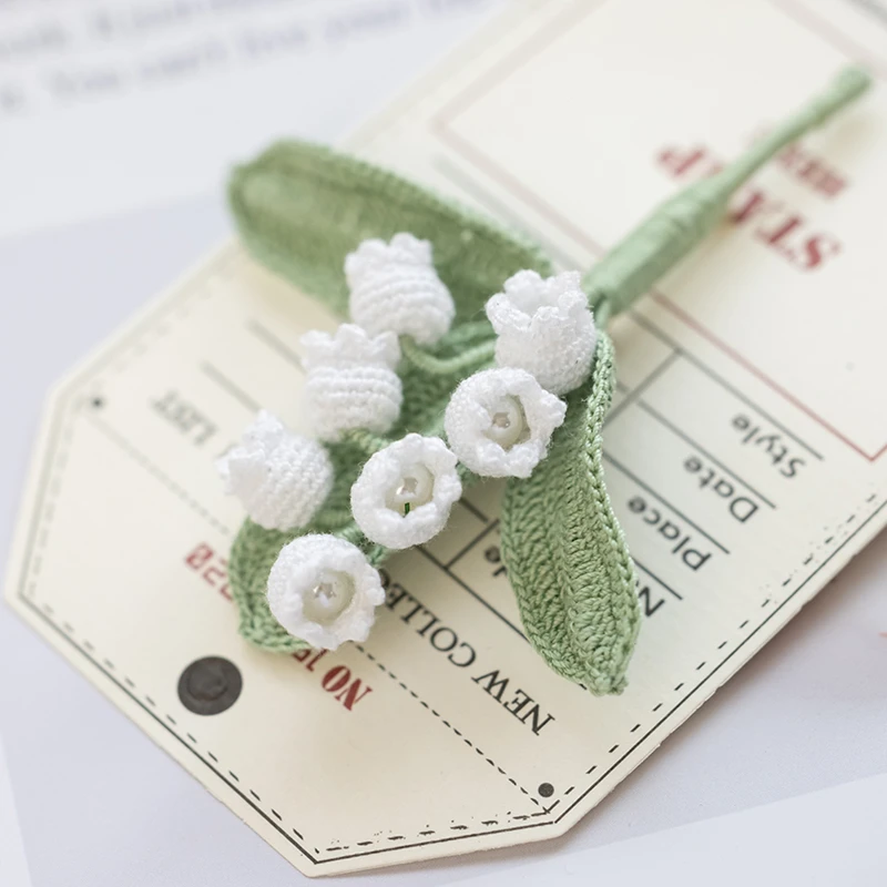 胖森李阿呆微钩10号蕾丝线铃兰胸针钩编材料包【材料包·微钩】