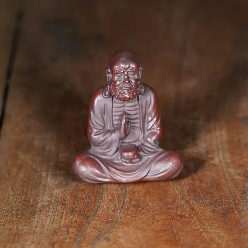 [LF]宜兴原矿紫砂茶宠 茶室茶玩 摆件 达摩悟道