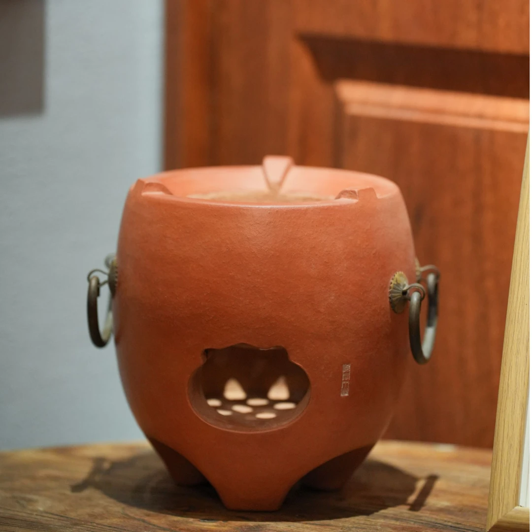【童文宋双层大力士炭炉】红泥副榜炉小火炉（高17.8外径14内膛10cm）