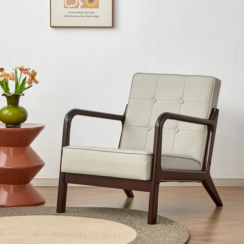 送抱枕实木单人沙发椅休闲阳台客厅卧室简约家用北欧书房轻奢办公