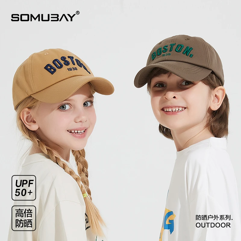 儿童鸭舌帽男童女童春秋韩版字母刺绣棒球帽夏季薄款遮阳防晒帽子