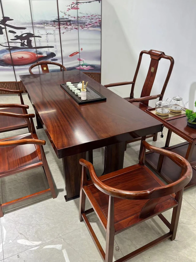 办公室茶台茶具自动新中式茶几客厅家用简约轻奢阳台茶桌椅博古架